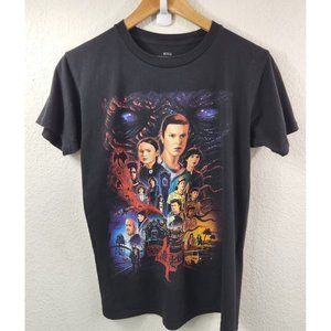 Women's Black Multicolor Stranger Things  4 Tee T Shirt Size Small